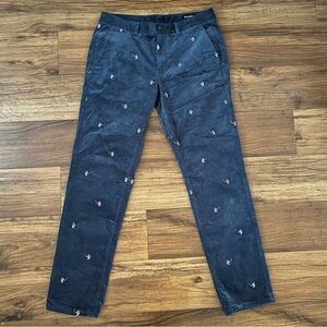 Bonobos Rabbit Top Hat Corduroy Pants 33x32 Navy Blue